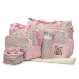   TELLA kismama táska 5dbos szett, pelenkázólappal PINK/BÉZS