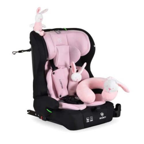 SECURITY autós ülés belső övvel, isofix, ajándék 2plüss+párna 76-150cm PINK