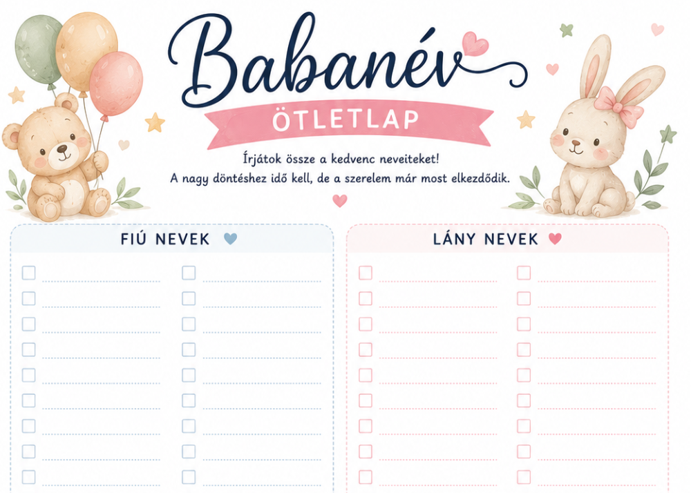 Bababnév ötletlap