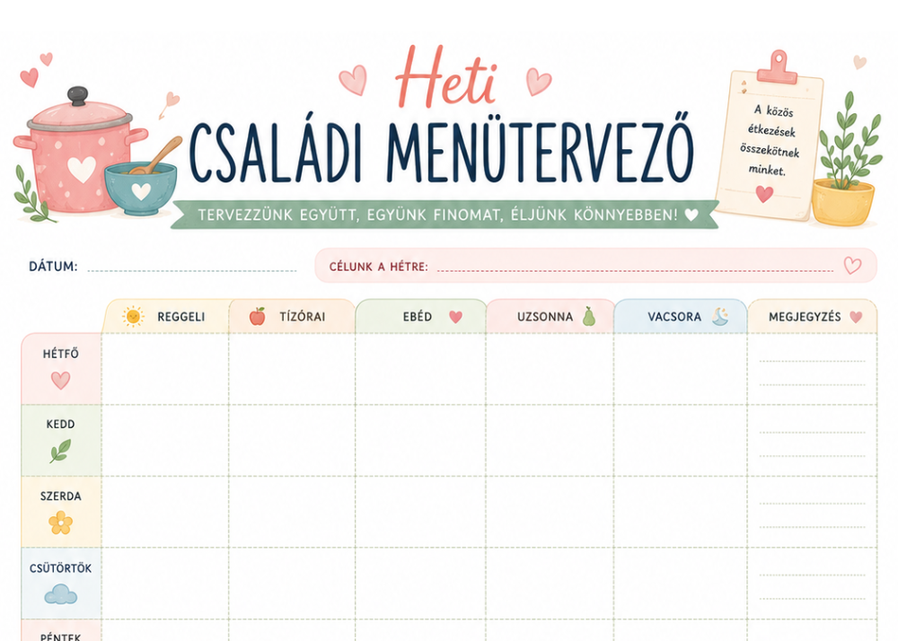 Heti családi menütervező
